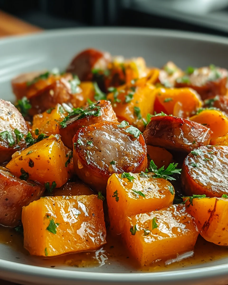 Delicious Honey Garlic Beef Sausage & Sweet Potatoes