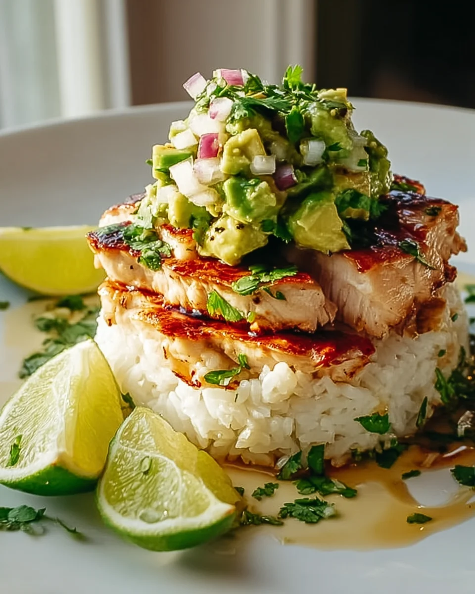 Honey Lime Chicken Avocado Rice Stack - Fresh & Flavorful Recipe