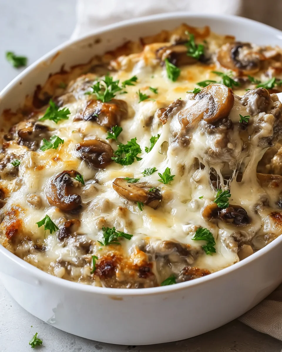 Mushroom and Swiss Burger Casserole: A Cozy Comfort Dish