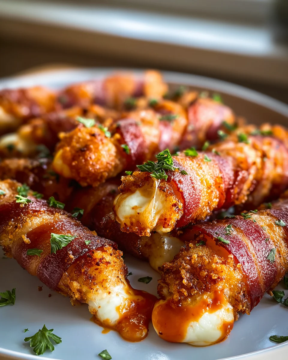 Nashville Hot Beef Bacon-Wrapped Mozzarella Sticks Recipe