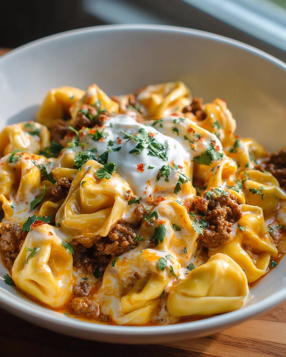 Cheesy Taco Tortellini Bake: Easy Family Dinner Recipe!