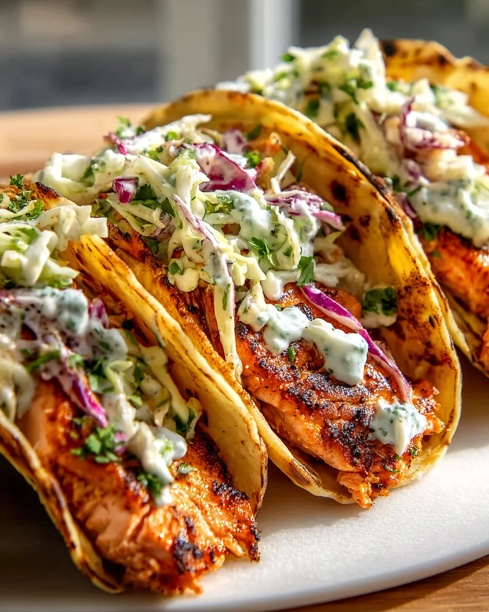 Crispy Air Fryer Salmon Tacos with Fresh Slaw Recipe