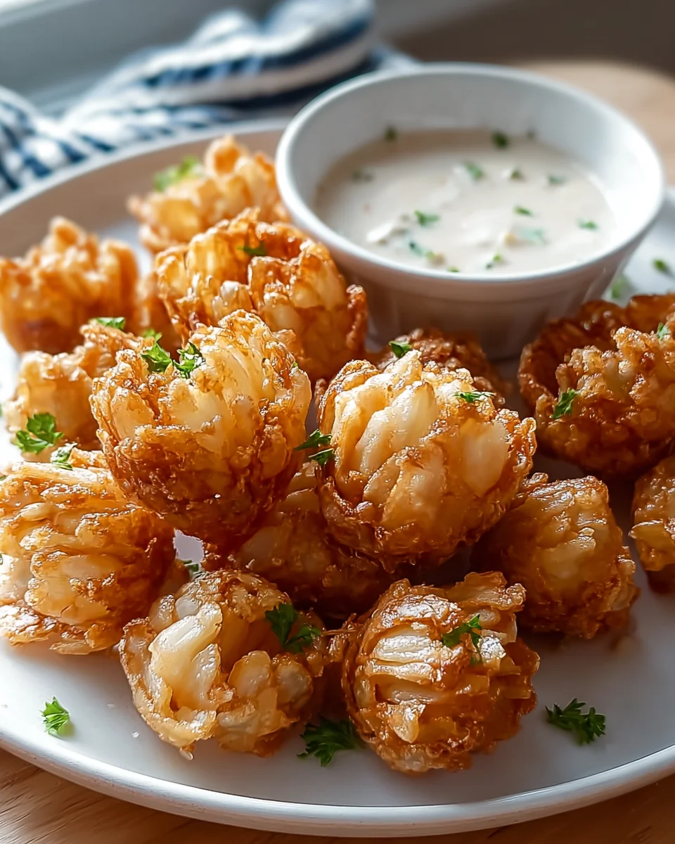 Bite Sized Blooming Onions with Creamy Buttermilk Ranch Dip