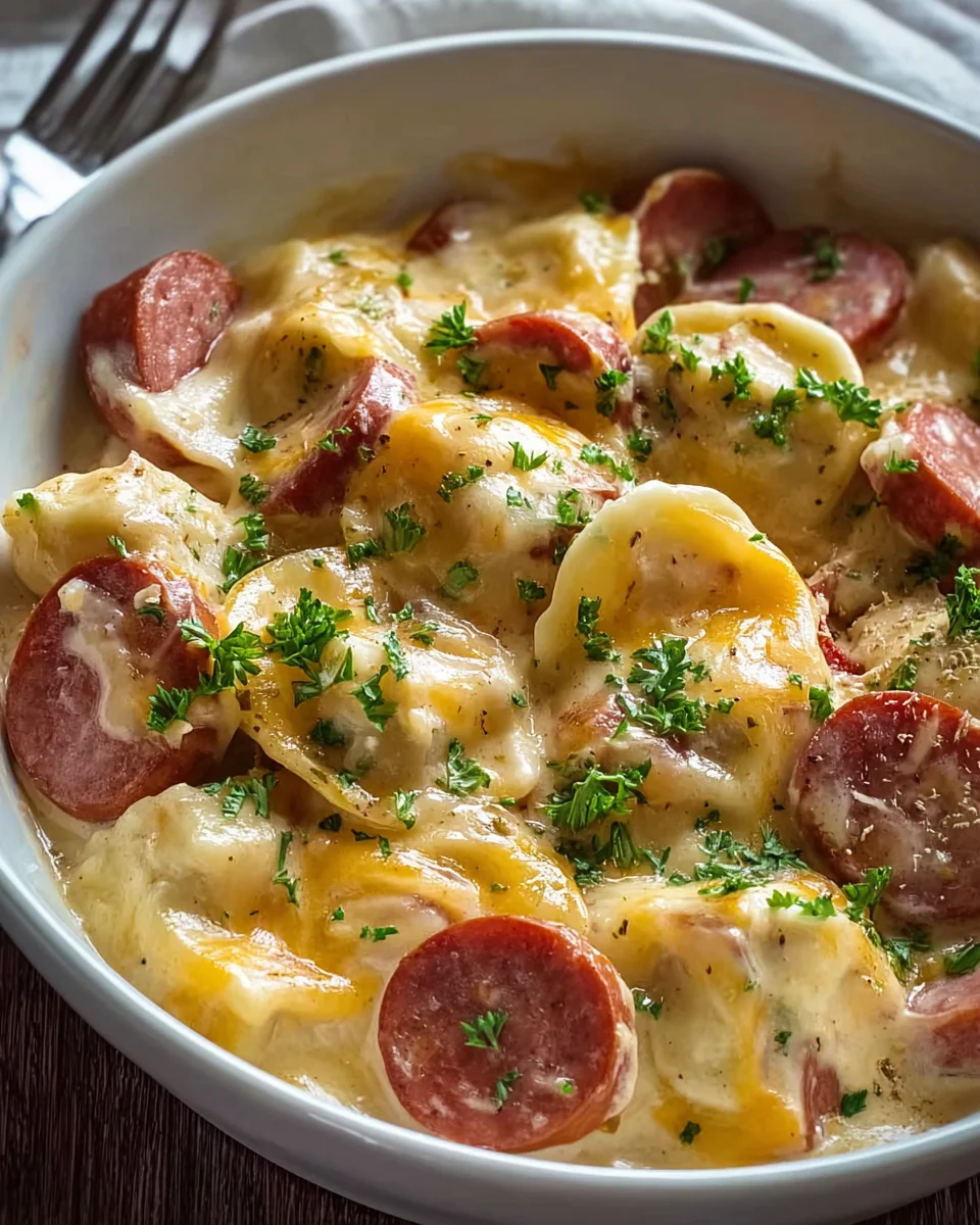 Classic Crockpot Pierogi Casserole with Kielbasa Delight
