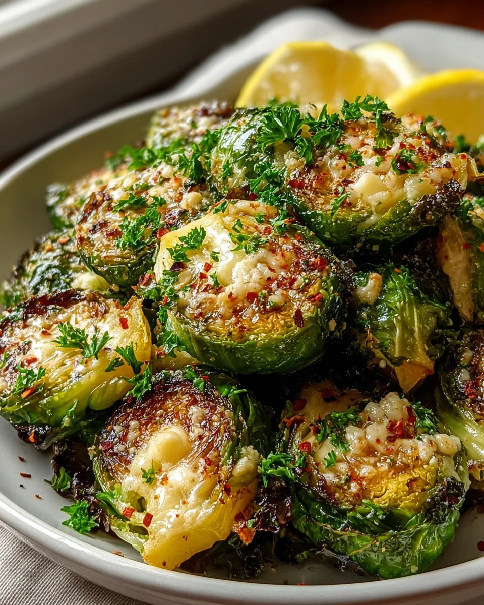 Delicious Garlic Butter Roasted Brussels Sprouts Side!