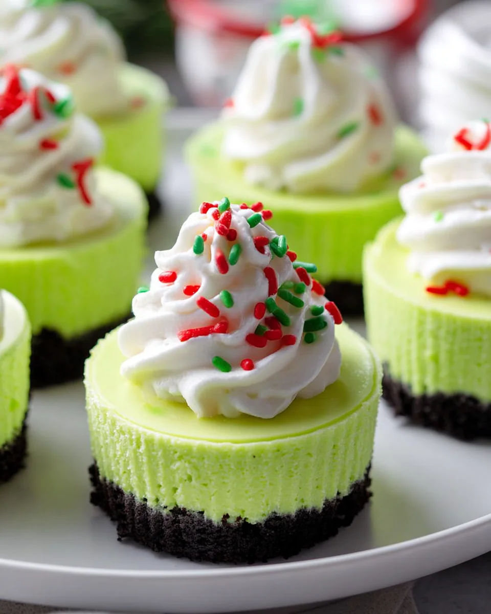Festive Grinch Mini Cheesecakes – Easy Holiday Dessert!