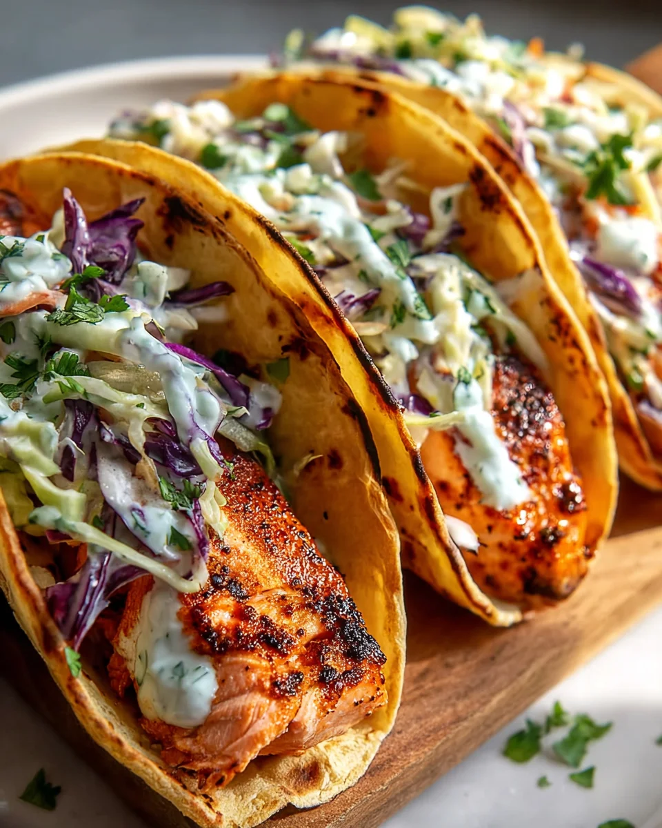 Crispy Air Fryer Salmon Tacos with Fresh Slaw Recipe