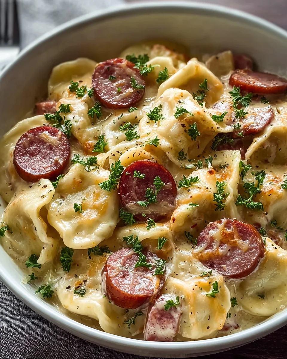Classic Crockpot Pierogi Casserole with Kielbasa Delight