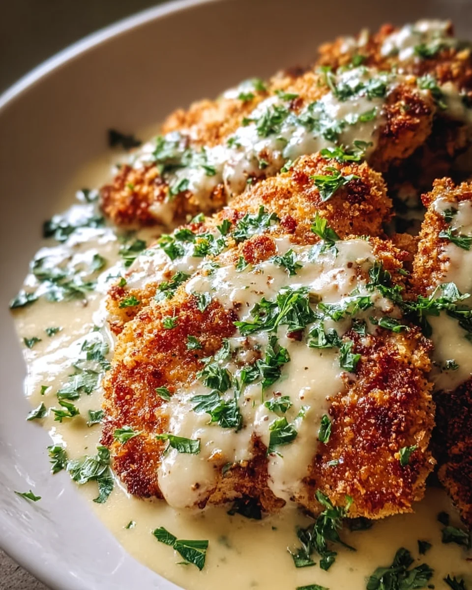 Crispy Parmesan Chicken – Irresistible Garlic Cream Sauce