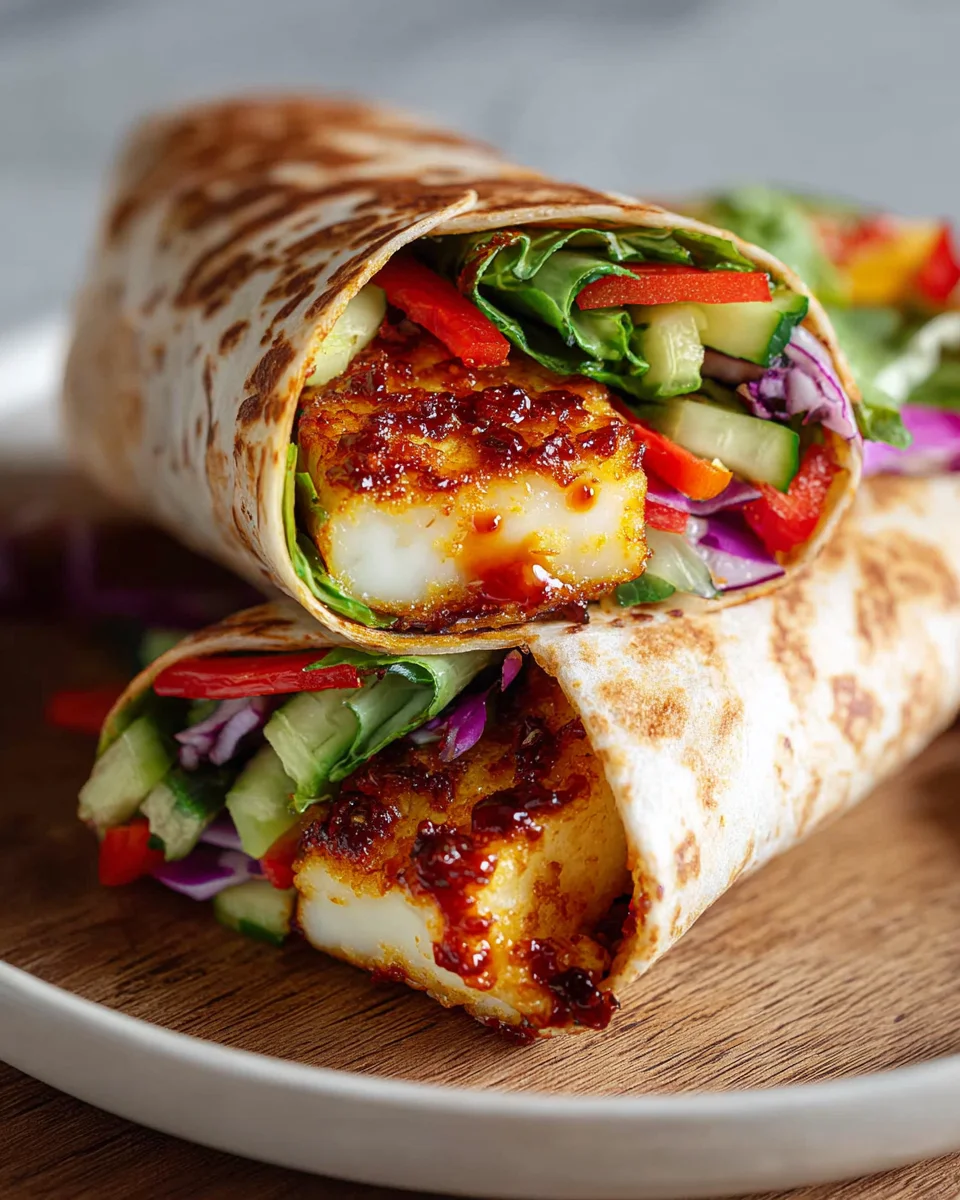 Easy Vegetarian Sweet Chili Halloumi Wraps for Lunch