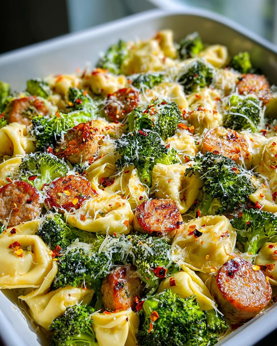 Easy Sheet Pan Broccoli Tortellini Bake Dinner Recipe