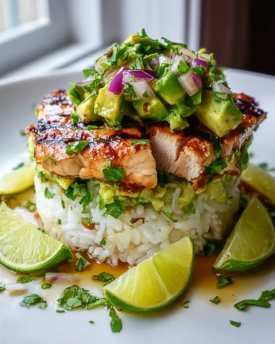 Honey Lime Chicken Avocado Rice Stack - Fresh & Flavorful Recipe