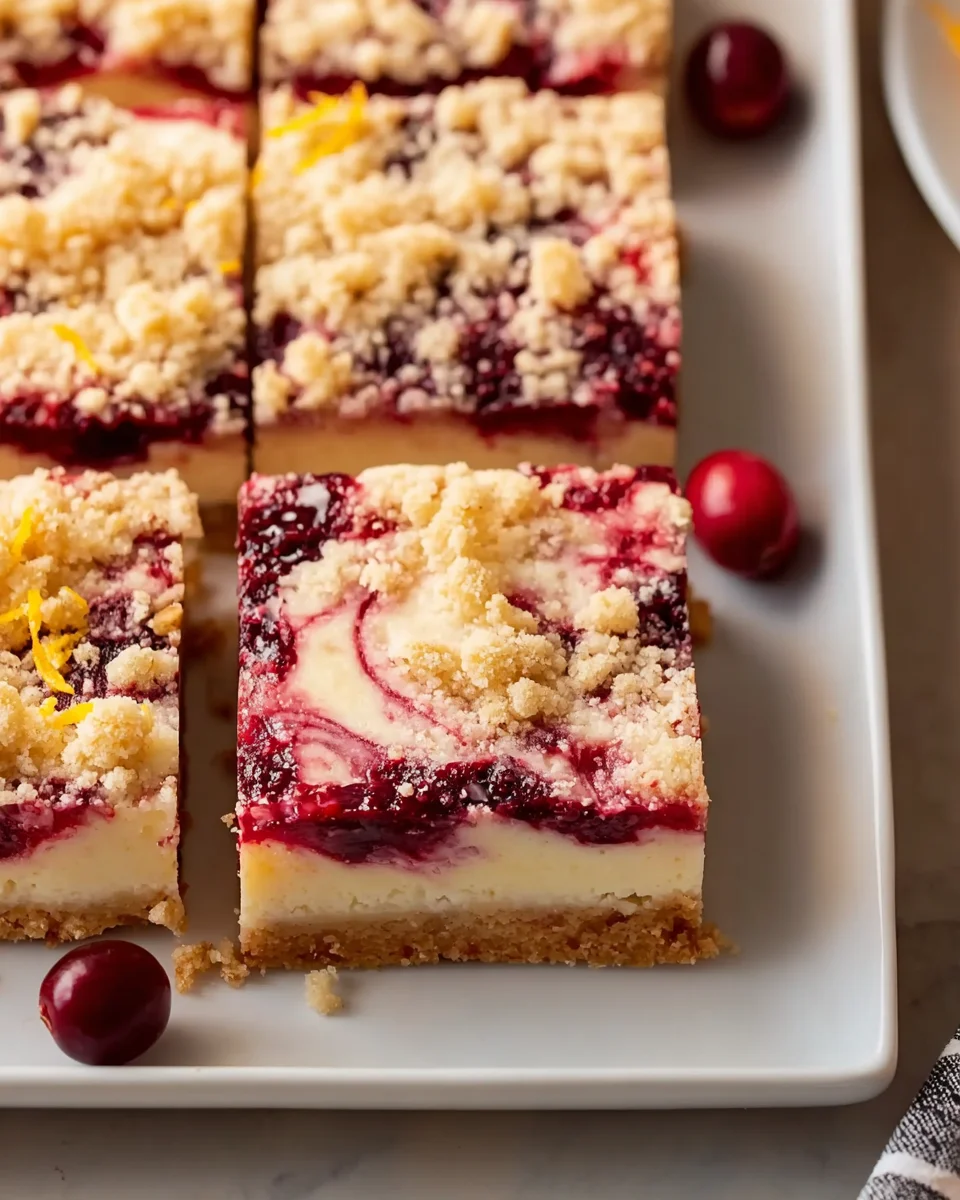 Easy Creamy Cranberry Orange Crumble Bars - Festive Dessert