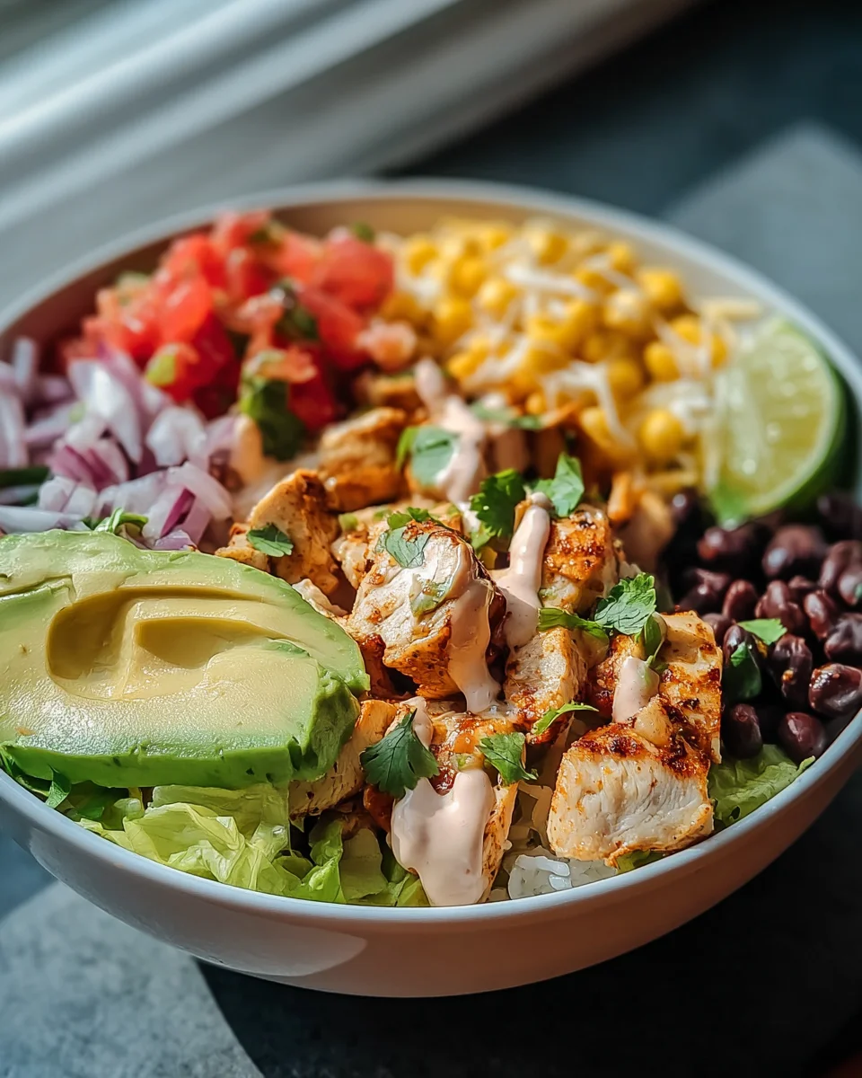 Easy Low Calorie Chicken Burrito Bowl with Bold Flavors