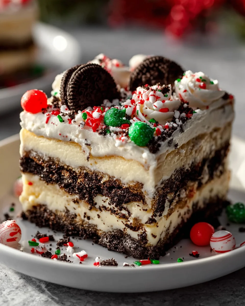 Easy No Bake Christmas Oreo Lasagna Recipe - Festive Treat