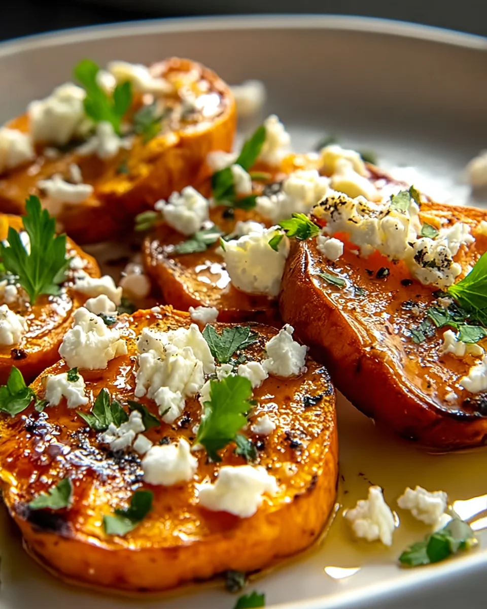 Roasted Sweet Potato Rounds with Honey Feta Delight