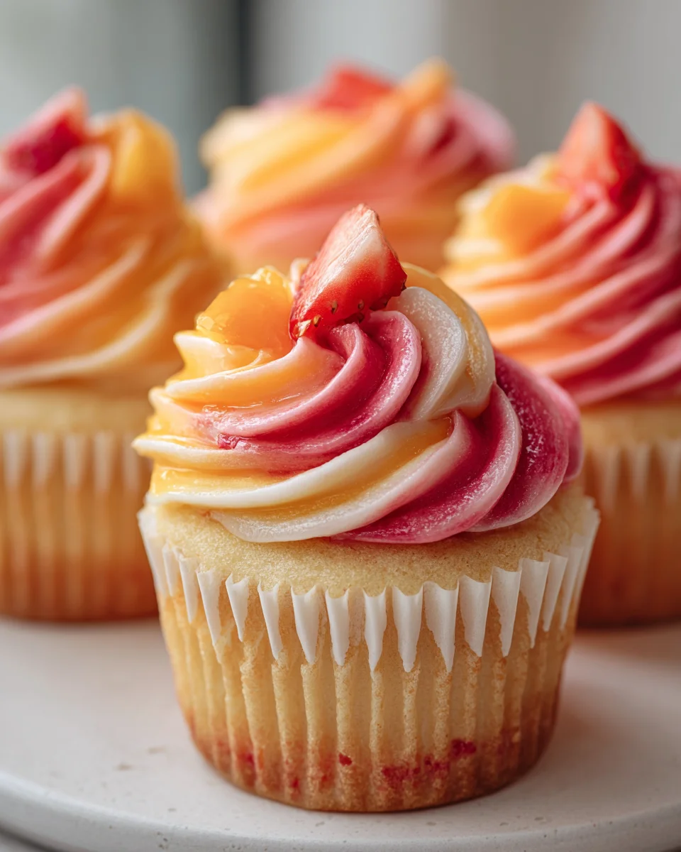 Delicious Mango Strawberry Sunset Cupcakes Recipe