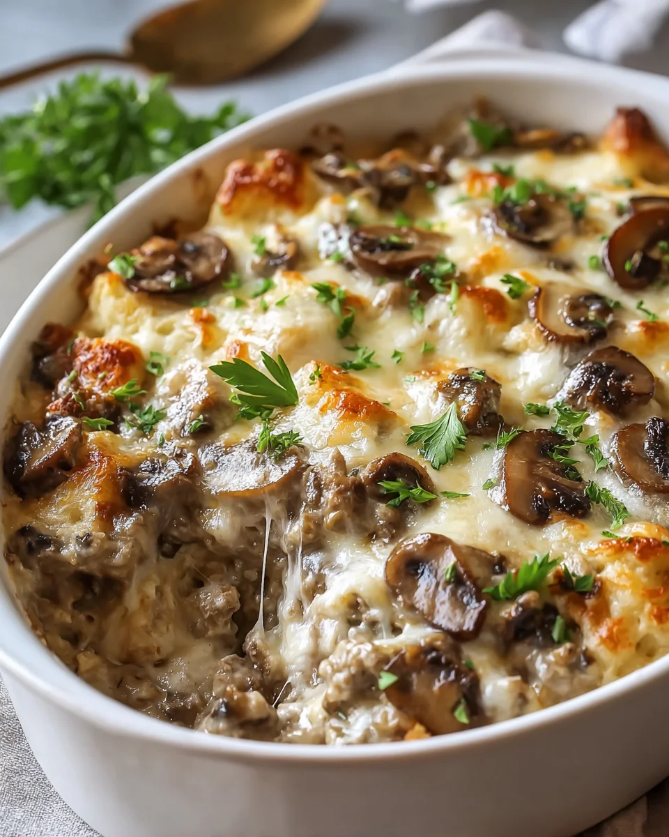 Mushroom and Swiss Burger Casserole: A Cozy Comfort Dish