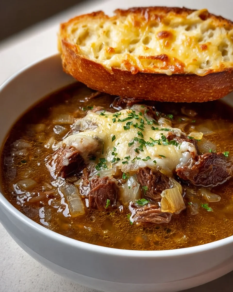 Savory French Onion Soup with Tender Beef Short Ribs Recipe