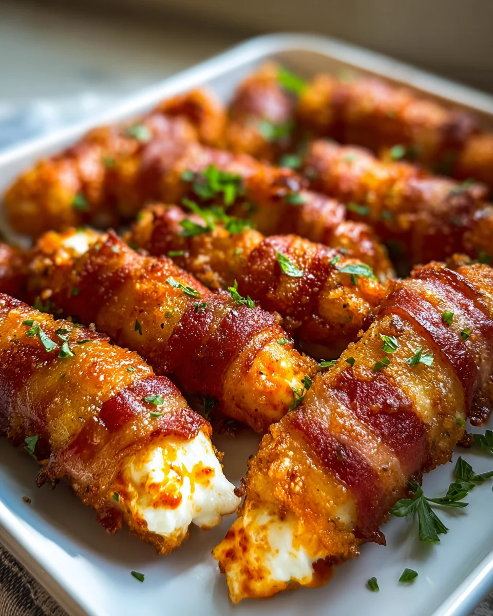 Nashville Hot Beef Bacon-Wrapped Mozzarella Sticks Recipe
