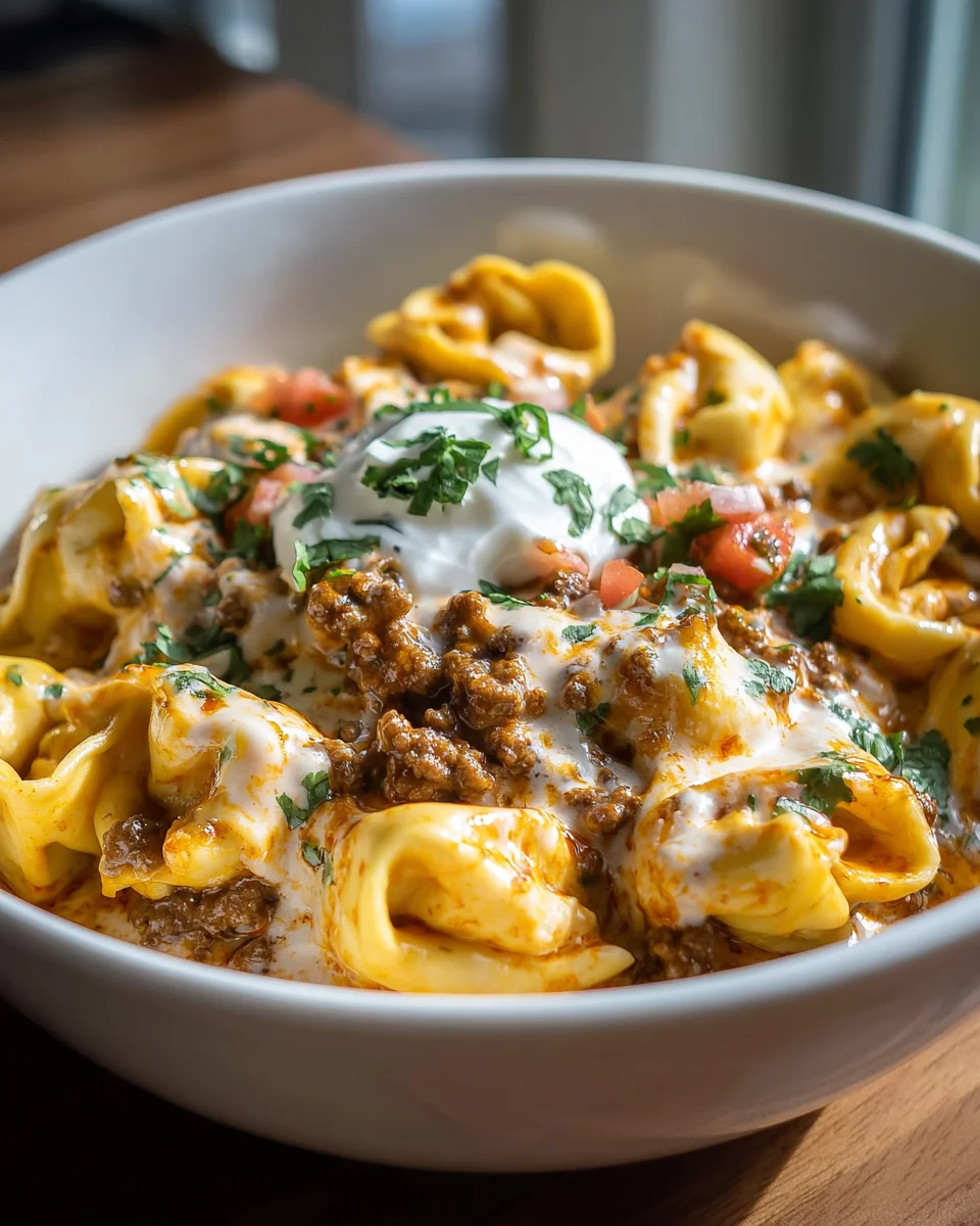 Cheesy Taco Tortellini Bake: Easy Family Dinner Recipe!