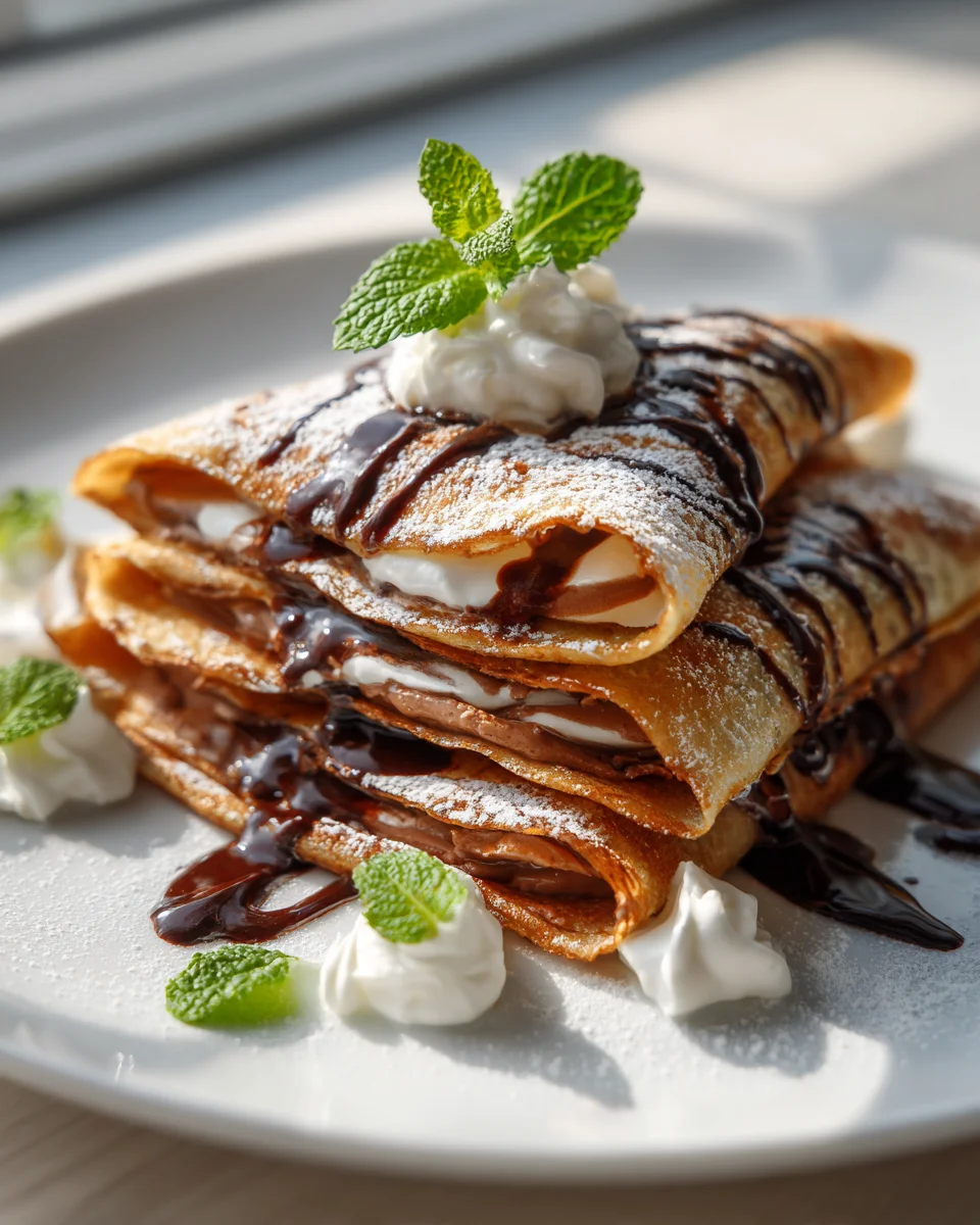 Decadent Chocolate Cheesecake Stuffed Crepes Recipe