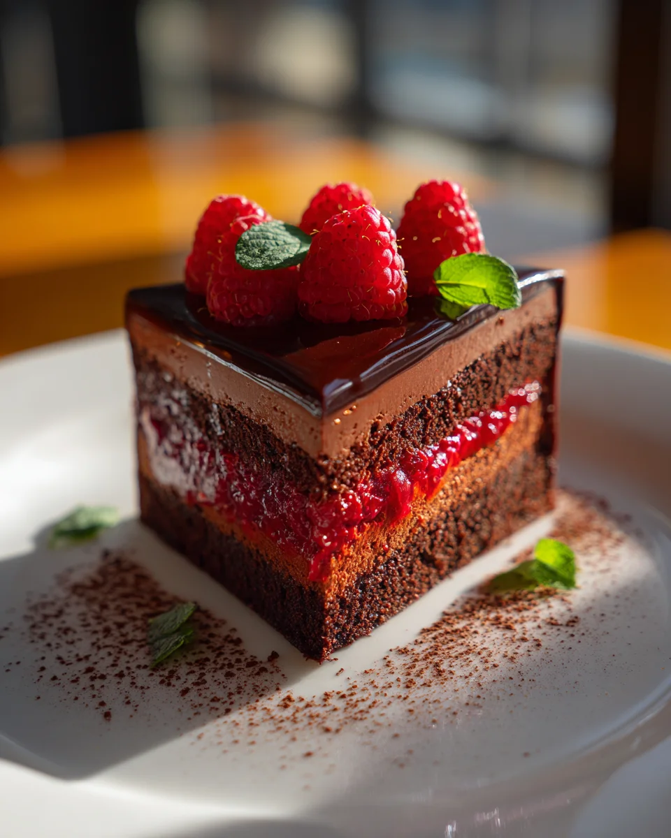 Indulge in Heavenly Raspberry Chocolate Mousse Cake!