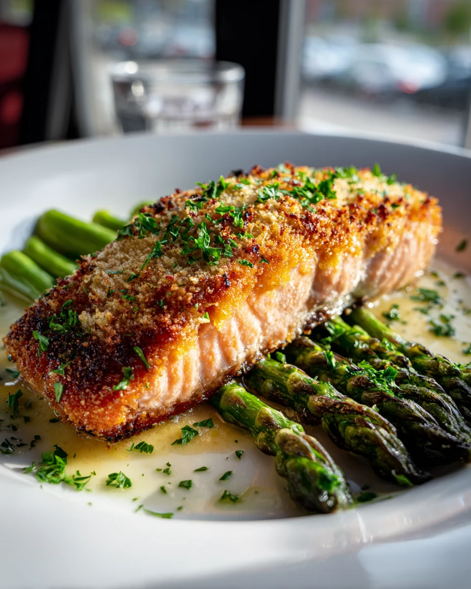 Delicious Parmesan Crusted Baked Salmon with Asparagus