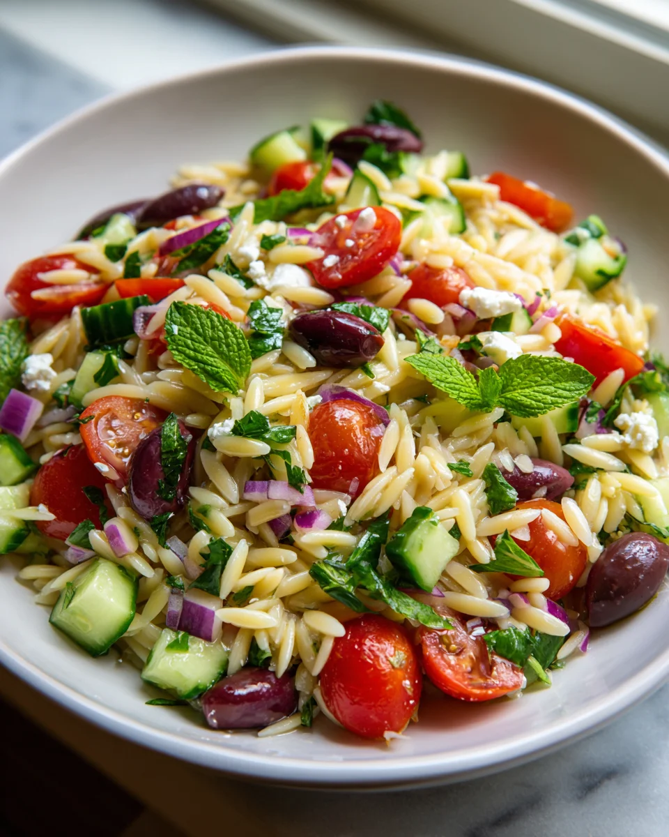 Best Greek Orzo Salad Recipe | Kalamata Olive Perfection