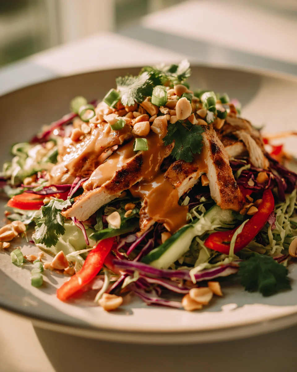 Best Thai Peanut Chicken Salad & Crunchy Cabbage Recipe