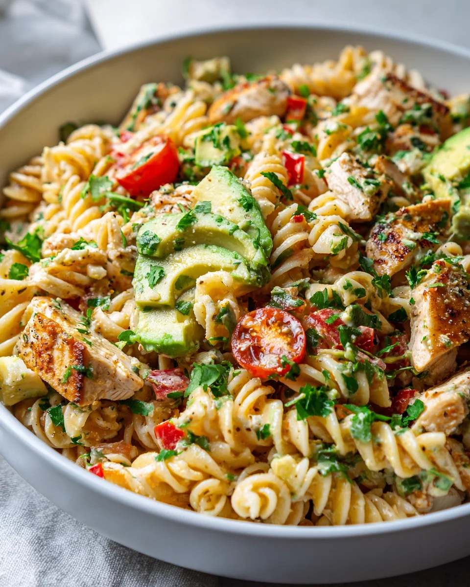 The Best Southwest Chicken Avocado Pasta Salad Recipe
