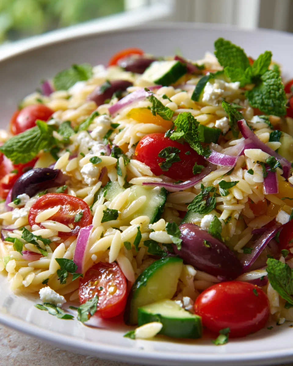 Best Greek Orzo Salad Recipe | Kalamata Olive Perfection