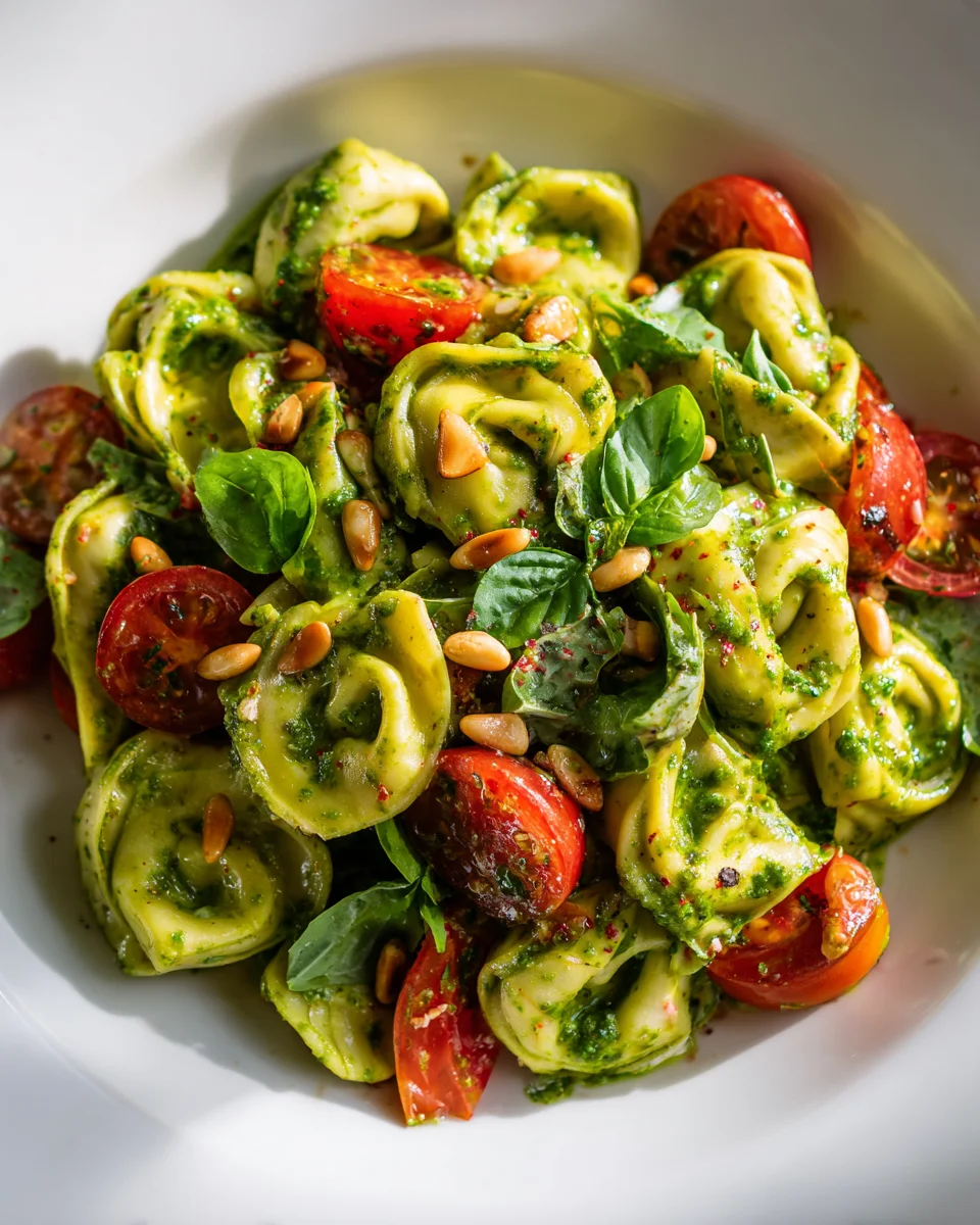 Best Pesto Tortellini Salad with Fresh Cherry Tomatoes
