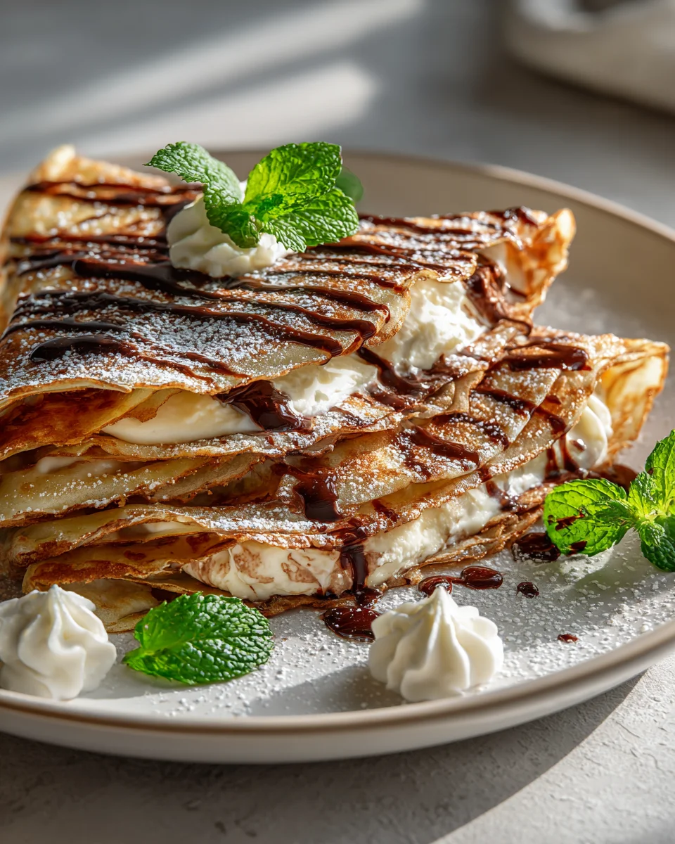 Decadent Chocolate Cheesecake Stuffed Crepes Recipe