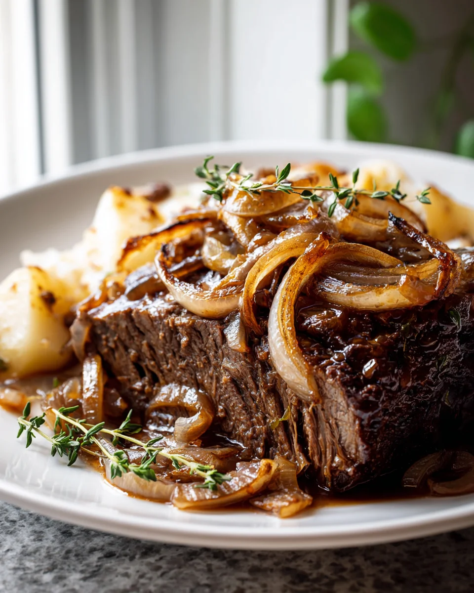 Delicious Slow Cooker French Onion Beef Pot Roast Recipe