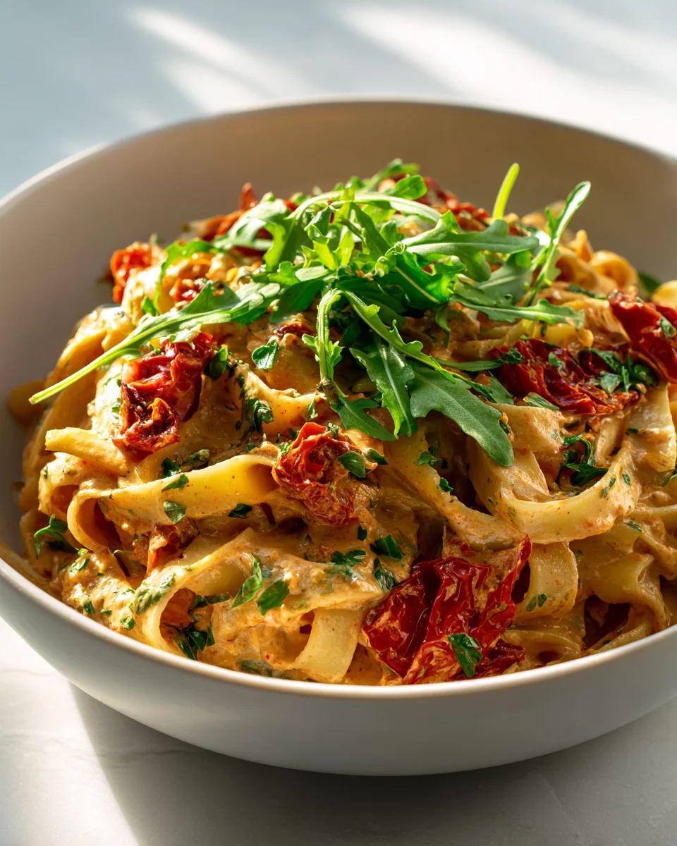 Delicious Vegan Creamy Sun Dried Tomato Pasta Recipe!