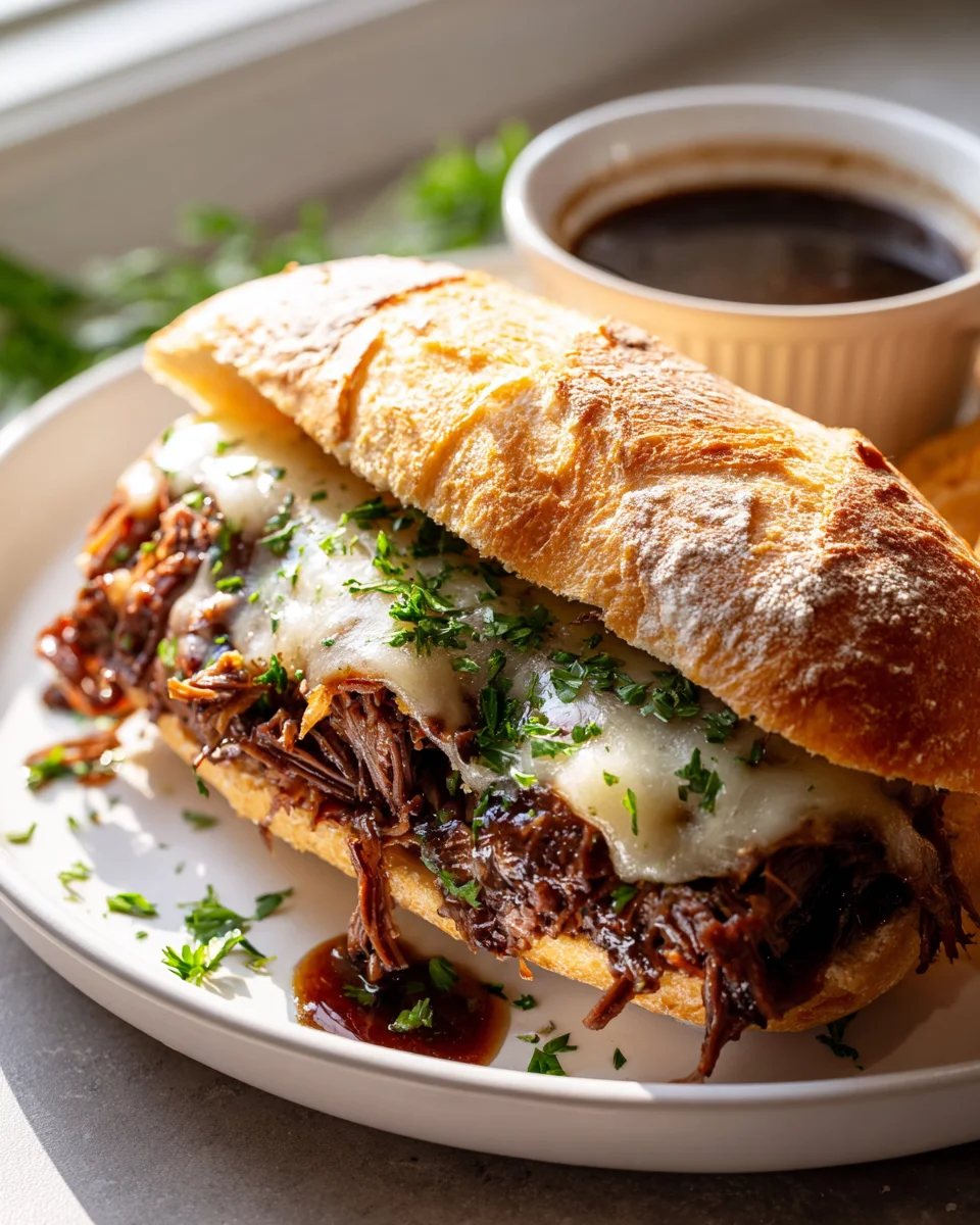 Easy Crockpot French Dip Sandwiches with Tender Beef