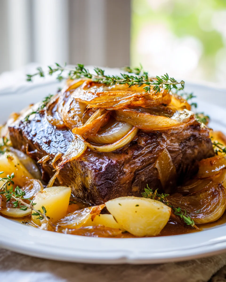Delicious Slow Cooker French Onion Beef Pot Roast Recipe