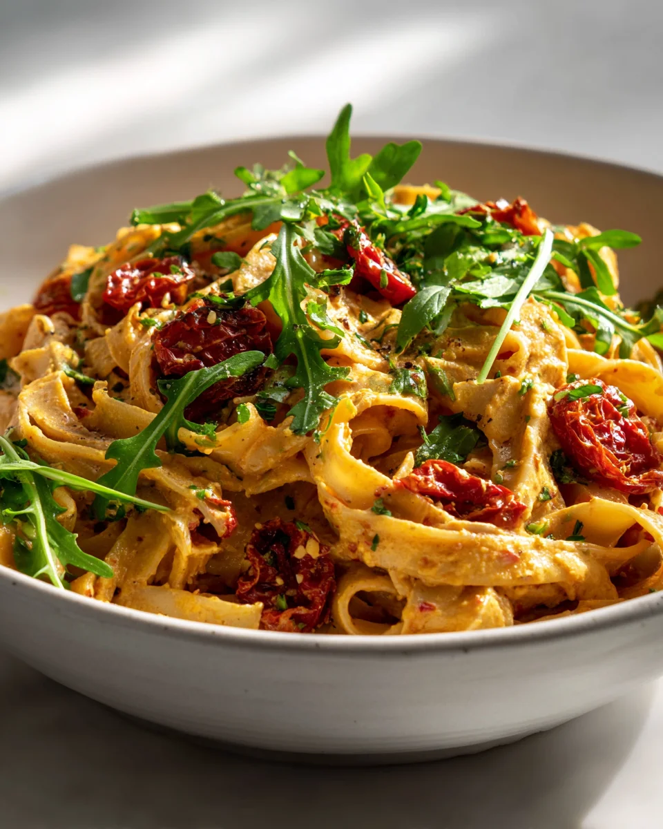 Delicious Vegan Creamy Sun Dried Tomato Pasta Recipe!