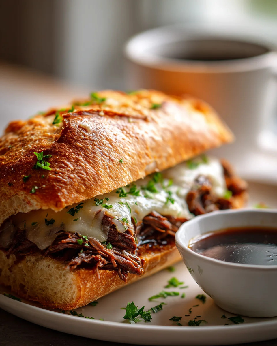 Easy Crockpot French Dip Sandwiches with Tender Beef