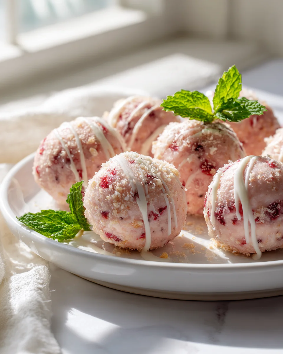 No-Bake Strawberry Cheesecake Truffle Balls Delight