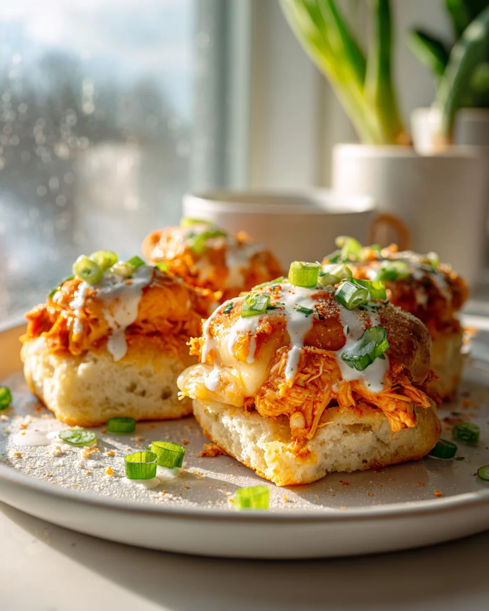 Easy Buffalo Chicken Biscuit Pizza Sliders for Parties