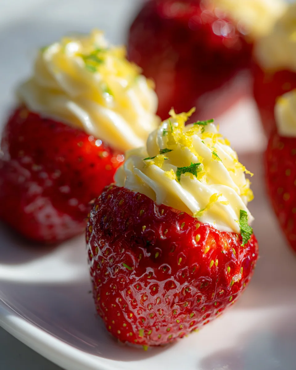 Sweet & Tangy Lemon Cream Stuffed Strawberries Recipe