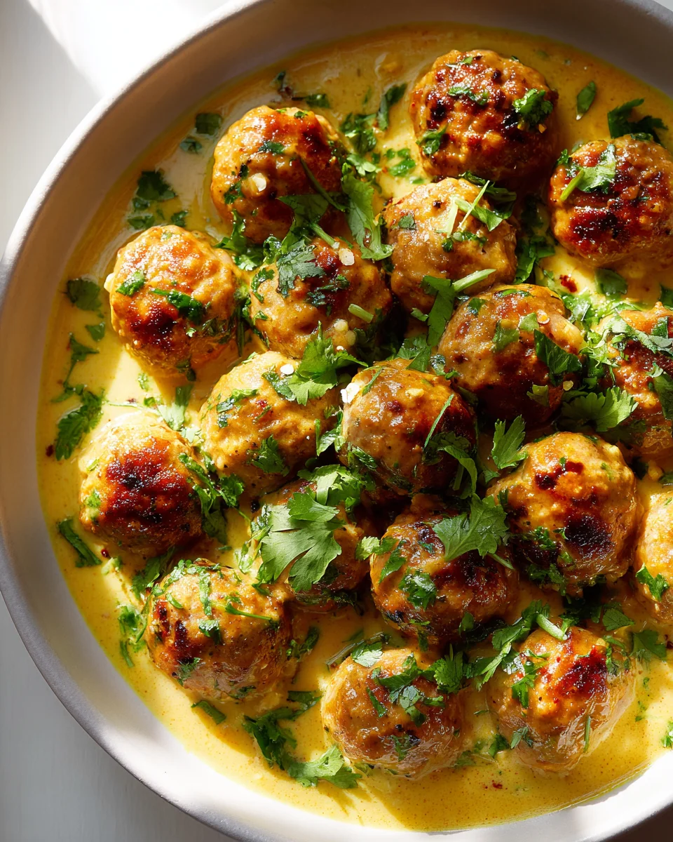 Spicy Jerk Beef Meatballs in Creamy Coconut Curry Sauce