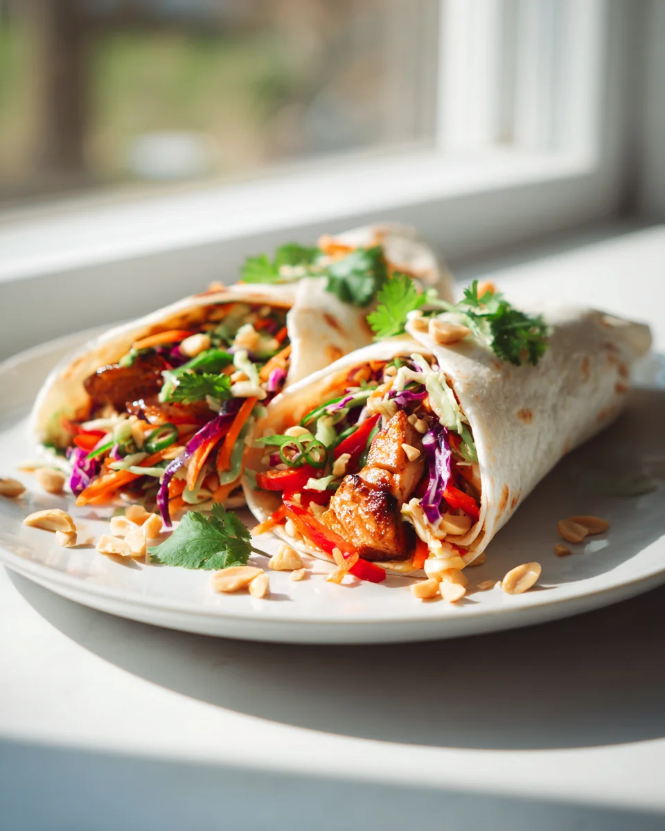 Thai Chicken Wraps with Crunchy Asian Slaw Recipe