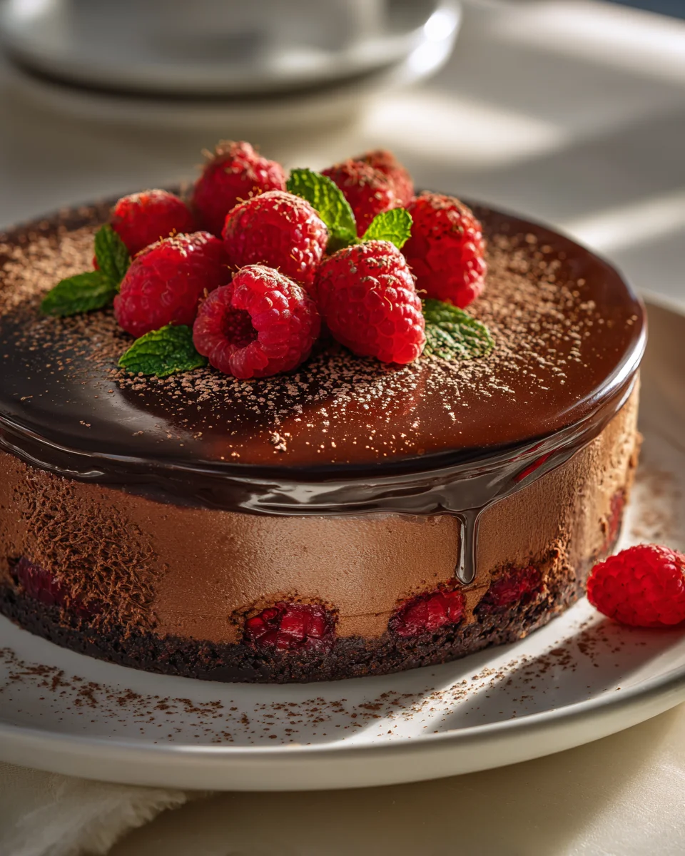Indulge in Heavenly Raspberry Chocolate Mousse Cake!