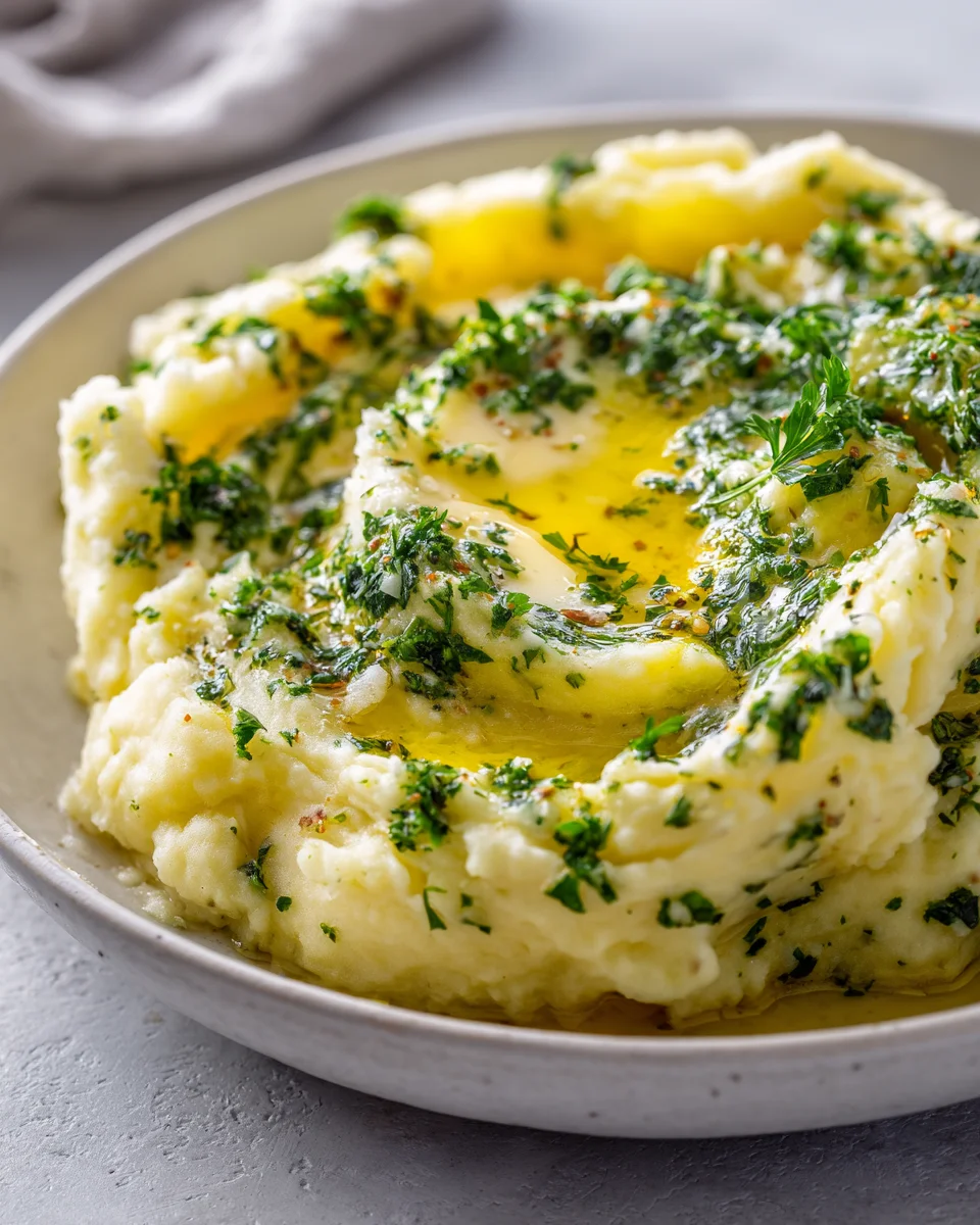 Classic Creamy Mashed Potatoes With Herb Butter Recipe