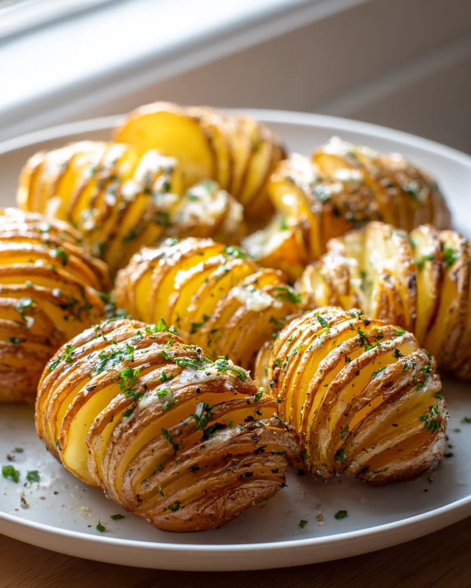 Hasselback Potatoes with Garlic Herb Butter - Delicious!