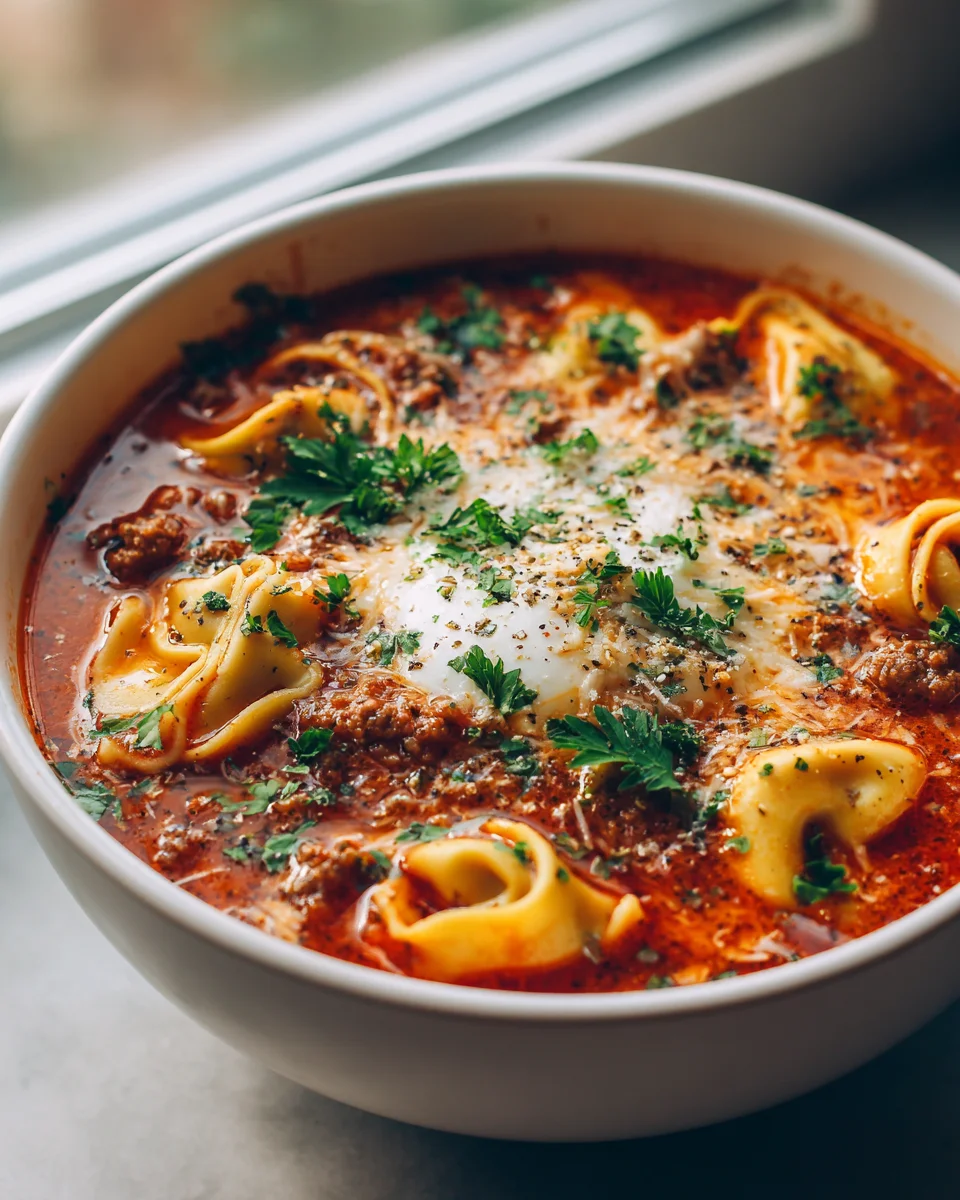 Homemade Lasagna Soup with Tortellini - Easy Family Dinner