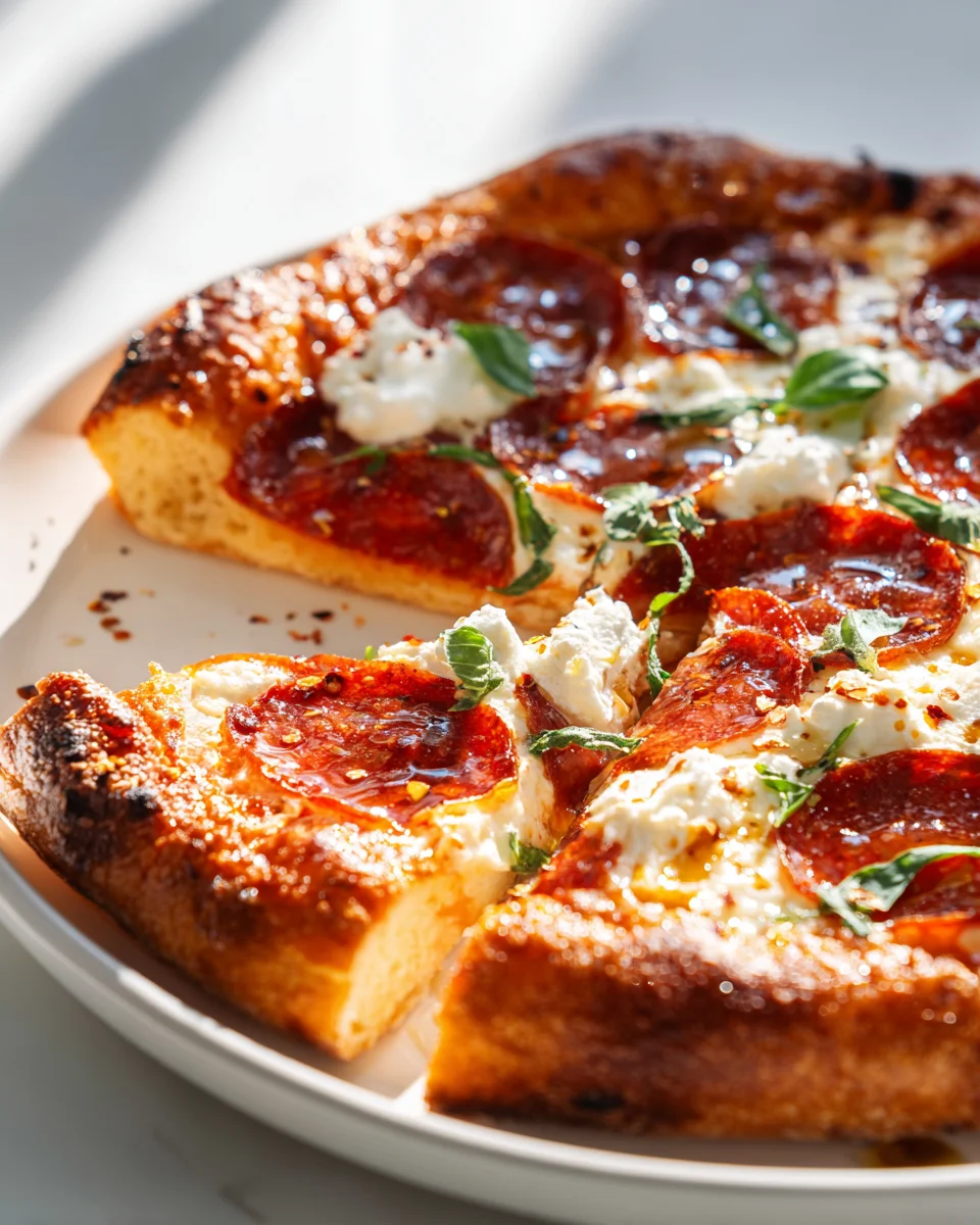 Hot Honey Beef Pepperoni Ricotta Pizza: Sweet & Spicy!